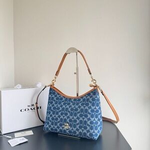 Coach Signature Blue and Tan Shoulder Bag